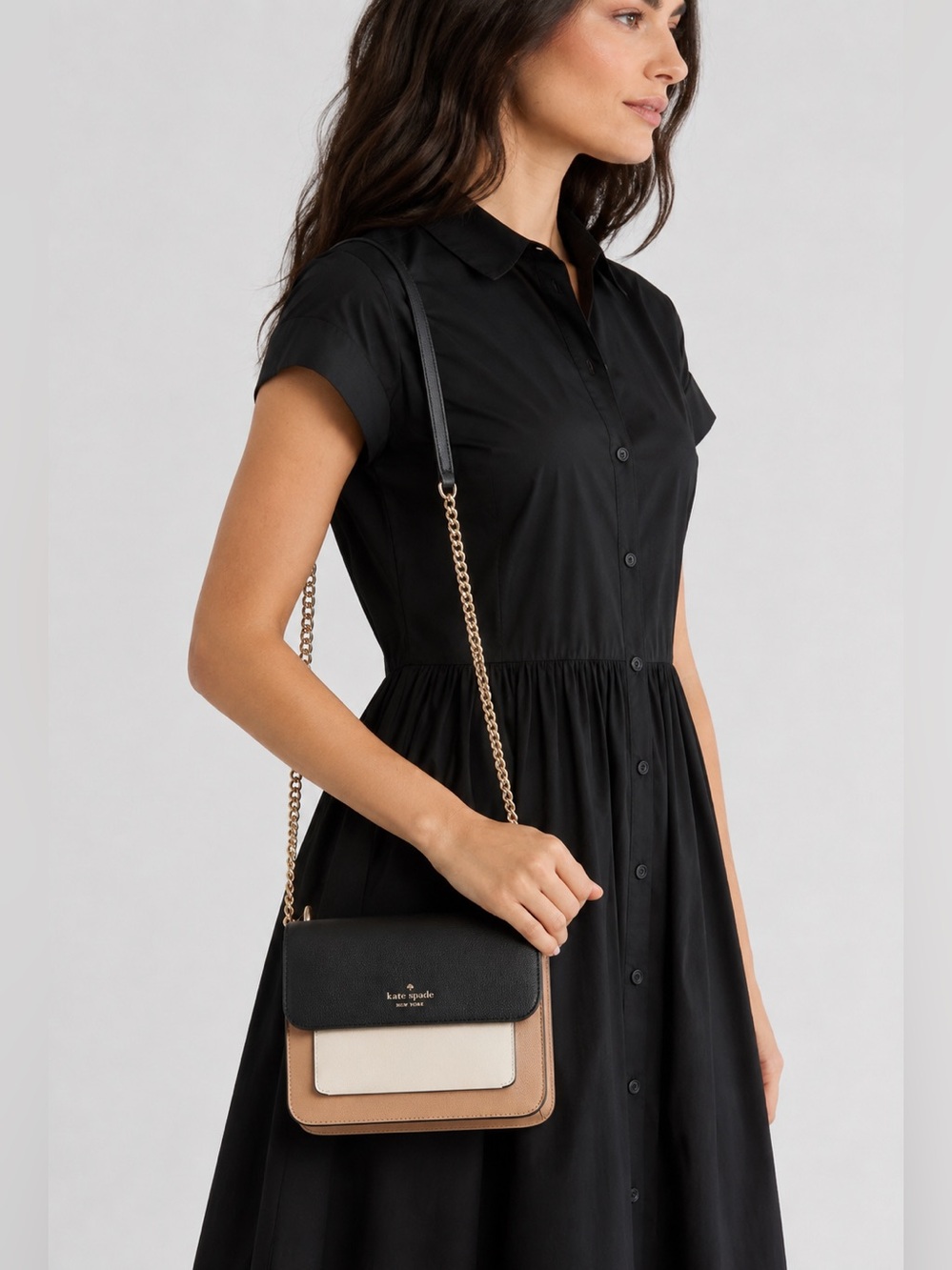 Kate Spade Remi Color-Block Flap Chain Crossbody Box Bag
Neutral Beige